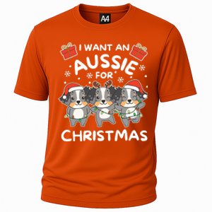 I Want An Australian Shepherd For Christmas Cute Dogs Gift Cooling Performance Crew T-Shirt