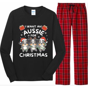 I Want An Australian Shepherd For Christmas Cute Dogs Gift Long Sleeve Pajama Set