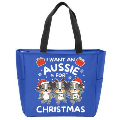 I Want An Australian Shepherd For Christmas Cute Dogs Gift Zip Tote Bag