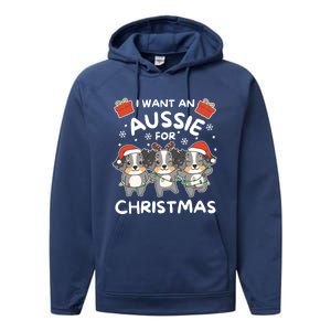 I Want An Australian Shepherd For Christmas Cute Dogs Gift Performance Fleece Hoodie