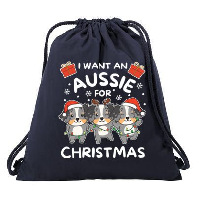 I Want An Australian Shepherd For Christmas Cute Dogs Gift Drawstring Bag