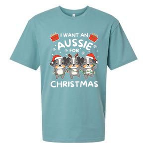 I Want An Australian Shepherd For Christmas Cute Dogs Gift Sueded Cloud Jersey T-Shirt