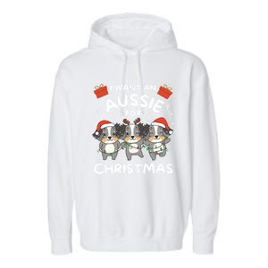 I Want An Australian Shepherd For Christmas Cute Dogs Gift Garment-Dyed Fleece Hoodie