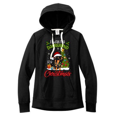 I Want A Dachshund For Christmas Xmas Hippo Cool Gift Women's Fleece Hoodie