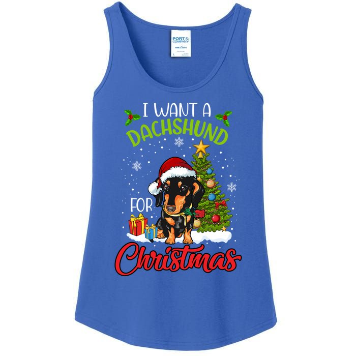 I Want A Dachshund For Christmas Xmas Hippo Cool Gift Ladies Essential Tank