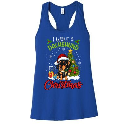 I Want A Dachshund For Christmas Xmas Hippo Cool Gift Women's Racerback Tank