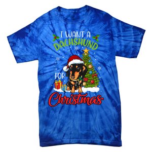 I Want A Dachshund For Christmas Xmas Hippo Cool Gift Tie-Dye T-Shirt