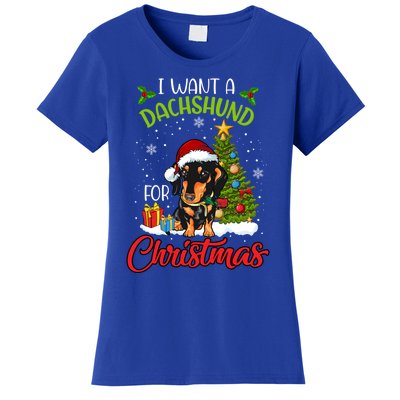 I Want A Dachshund For Christmas Xmas Hippo Cool Gift Women's T-Shirt