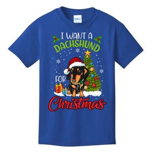 I Want A Dachshund For Christmas Xmas Hippo Cool Gift Kids T-Shirt