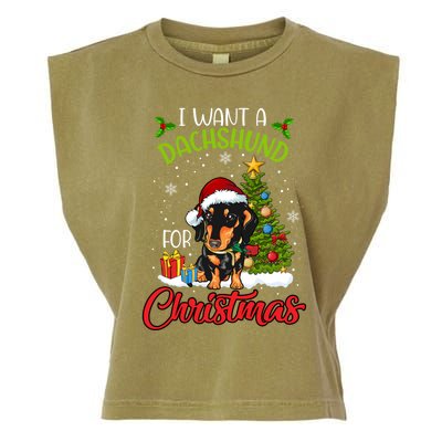 I Want A Dachshund For Christmas Xmas Hippo Cool Gift Garment-Dyed Women's Muscle Tee