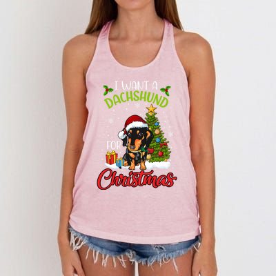 I Want A Dachshund For Christmas Xmas Hippo Cool Gift Women's Knotted Racerback Tank