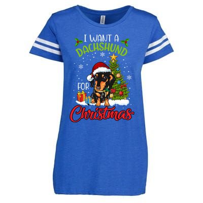 I Want A Dachshund For Christmas Xmas Hippo Cool Gift Enza Ladies Jersey Football T-Shirt