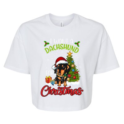 I Want A Dachshund For Christmas Xmas Hippo Cool Gift Bella+Canvas Jersey Crop Tee