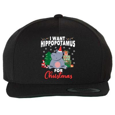 I Want A Hippopotamus For Christmas Xmas Hippo Cute Gift Wool Snapback Cap