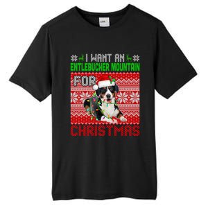 I Want An Entlebucher Mountain For Christmas Santa Dog Lover Cute Gift Tall Fusion ChromaSoft Performance T-Shirt