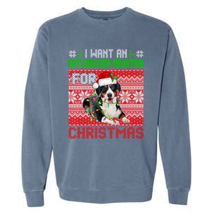 I Want An Entlebucher Mountain For Christmas Santa Dog Lover Cute Gift Garment-Dyed Sweatshirt