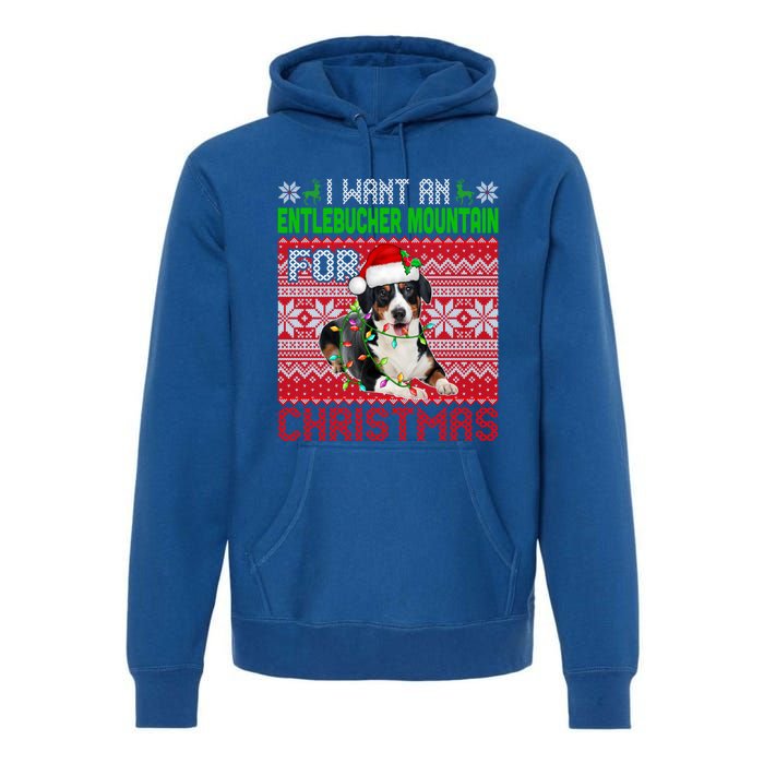 I Want An Entlebucher Mountain For Christmas Santa Dog Lover Cute Gift Premium Hoodie