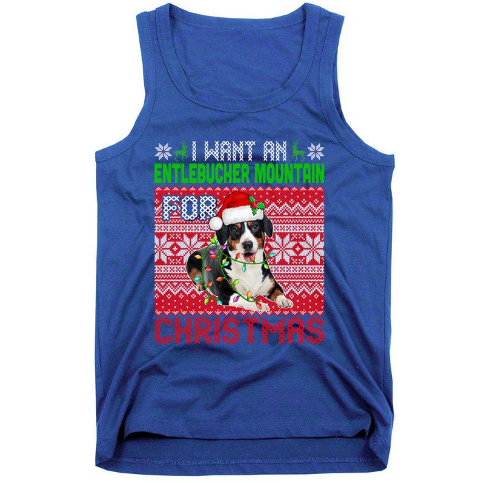 I Want An Entlebucher Mountain For Christmas Santa Dog Lover Cute Gift Tank Top