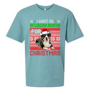 I Want An Entlebucher Mountain For Christmas Santa Dog Lover Cute Gift Sueded Cloud Jersey T-Shirt