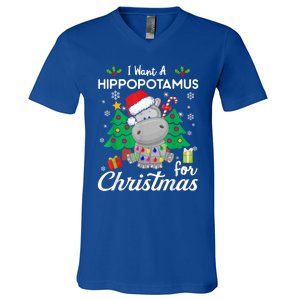 I Want A Hippopotamus For Christmas Xmas Costume Gift V-Neck T-Shirt