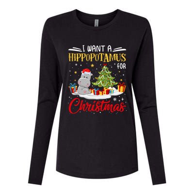 I Want A Hippopotamus For Christmas Xmas Hippo Christmas Gift Womens Cotton Relaxed Long Sleeve T-Shirt