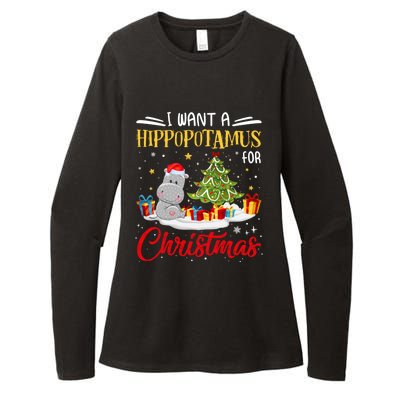 I Want A Hippopotamus For Christmas Xmas Hippo Christmas Gift Womens CVC Long Sleeve Shirt