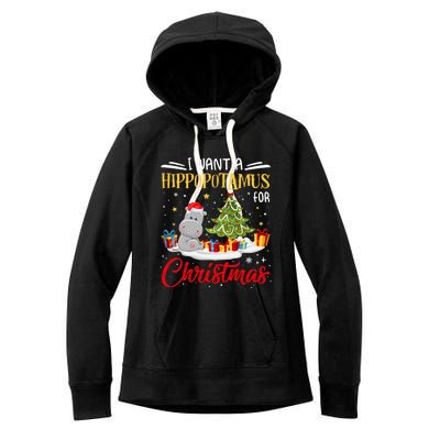 I Want A Hippopotamus For Christmas Xmas Hippo Christmas Gift Women's Fleece Hoodie