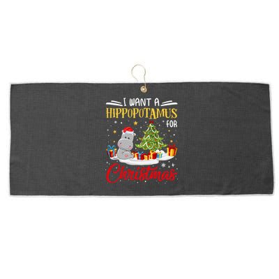 I Want A Hippopotamus For Christmas Xmas Hippo Christmas Gift Large Microfiber Waffle Golf Towel