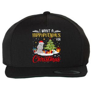 I Want A Hippopotamus For Christmas Xmas Hippo Christmas Gift Wool Snapback Cap