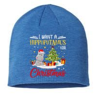 I Want A Hippopotamus For Christmas Xmas Hippo Christmas Gift Sustainable Beanie