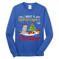 I Want A Hippopotamus For Christmas Xmas Hippo Christmas Gift Tall Long Sleeve T-Shirt