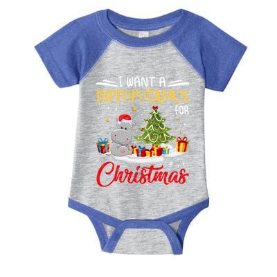 I Want A Hippopotamus For Christmas Xmas Hippo Christmas Gift Infant Baby Jersey Bodysuit