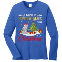 I Want A Hippopotamus For Christmas Xmas Hippo Christmas Gift Ladies Long Sleeve Shirt