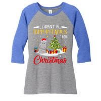 I Want A Hippopotamus For Christmas Xmas Hippo Christmas Gift Women's Tri-Blend 3/4-Sleeve Raglan Shirt