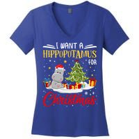 I Want A Hippopotamus For Christmas Xmas Hippo Christmas Gift Women's V-Neck T-Shirt