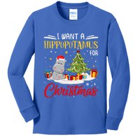 I Want A Hippopotamus For Christmas Xmas Hippo Christmas Gift Kids Long Sleeve Shirt