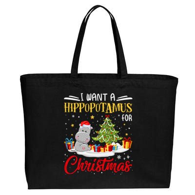 I Want A Hippopotamus For Christmas Xmas Hippo Christmas Gift Cotton Canvas Jumbo Tote