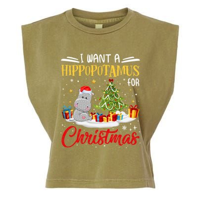 I Want A Hippopotamus For Christmas Xmas Hippo Christmas Gift Garment-Dyed Women's Muscle Tee