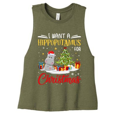 I Want A Hippopotamus For Christmas Xmas Hippo Christmas Gift Women's Racerback Cropped Tank