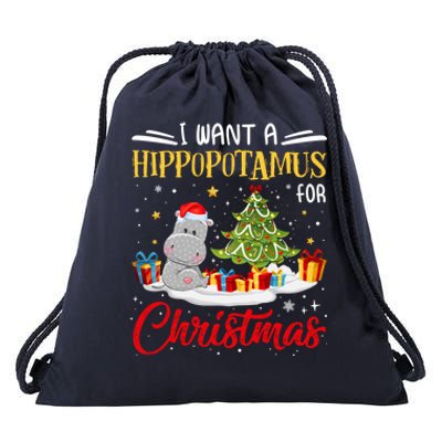 I Want A Hippopotamus For Christmas Xmas Hippo Christmas Gift Drawstring Bag