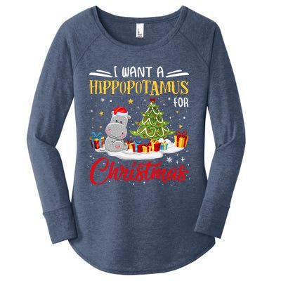 I Want A Hippopotamus For Christmas Xmas Hippo Christmas Gift Women's Perfect Tri Tunic Long Sleeve Shirt