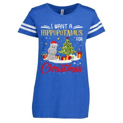 I Want A Hippopotamus For Christmas Xmas Hippo Christmas Gift Enza Ladies Jersey Football T-Shirt