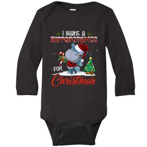 I Want A Hippopotamus For Christmas Hippo Candy Santa Baby Long Sleeve Bodysuit