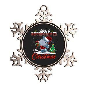 I Want A Hippopotamus For Christmas Hippo Candy Santa Metallic Star Ornament