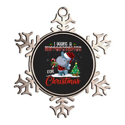 I Want A Hippopotamus For Christmas Hippo Candy Santa Metallic Star Ornament