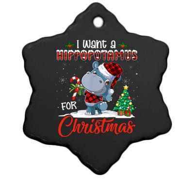 I Want A Hippopotamus For Christmas Hippo Candy Santa Ceramic Star Ornament