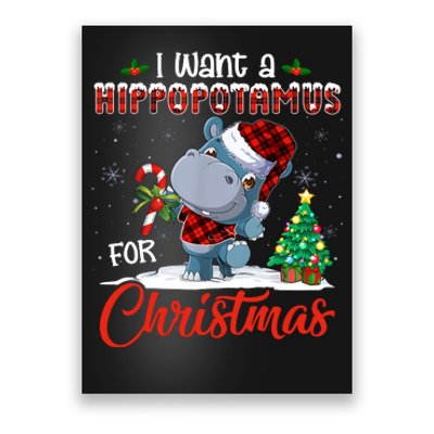 I Want A Hippopotamus For Christmas Hippo Candy Santa Poster