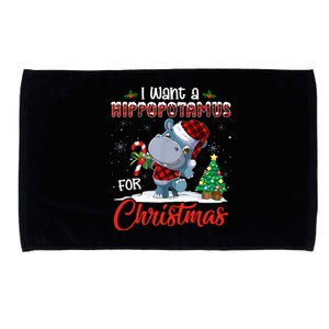 I Want A Hippopotamus For Christmas Hippo Candy Santa Microfiber Hand Towel