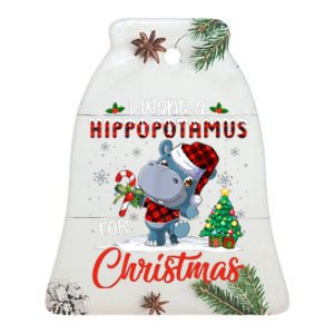 I Want A Hippopotamus For Christmas Hippo Candy Santa Ceramic Bell Ornament