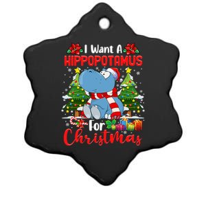 I Want A Hippopotamus For Christmas Xmas Hippo For Cute Gift Ceramic Star Ornament